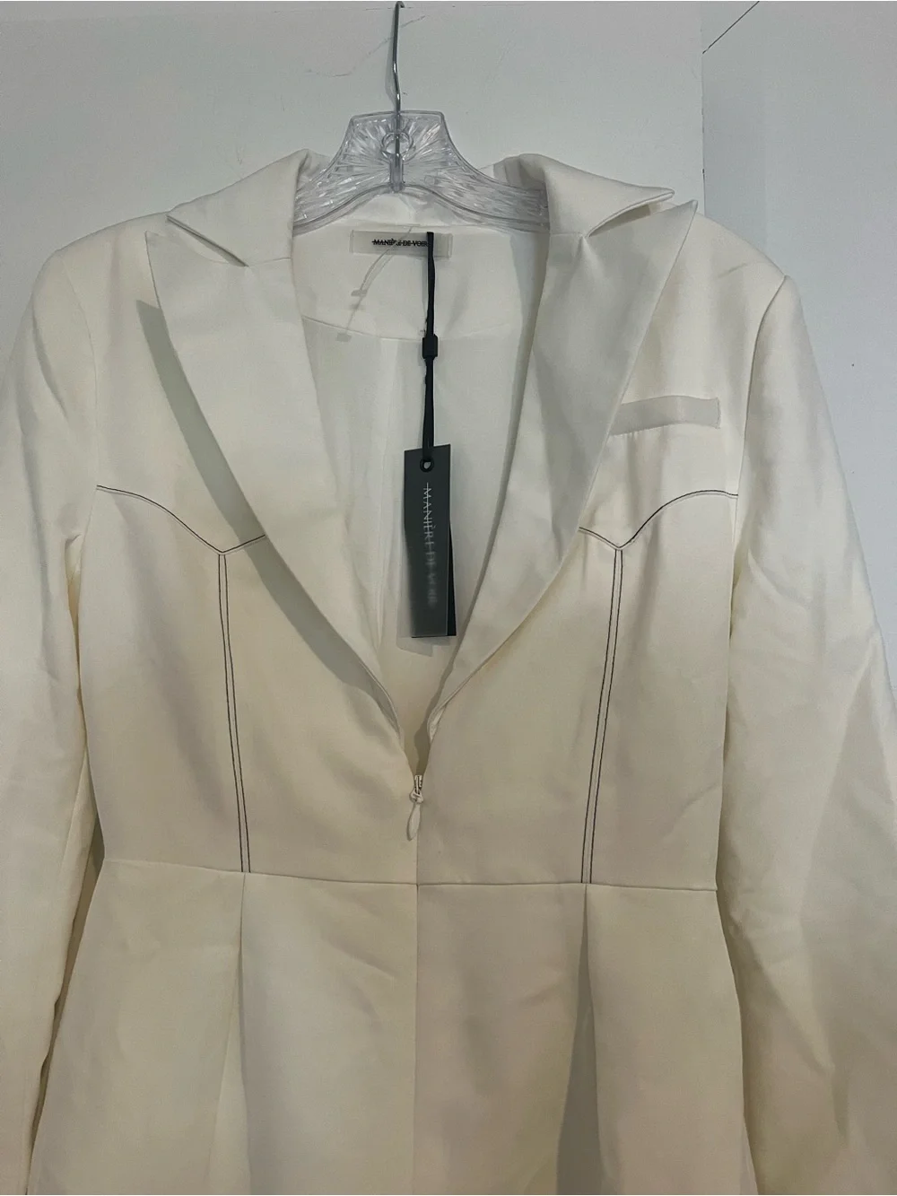 Maniere De Voir Off-White Tailored Blazer Romper
